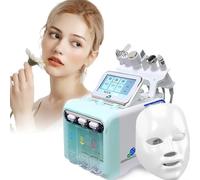 Hydra - Macchina per il viso con ossigeno e idrogeno, 7 in 1, con maschera a LED, per pulizia profonda del viso, idrogeno, dermoabrasione, dispositivo a bolle piccole (verde)