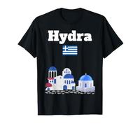 Hydra Souvenir Viaggio Amante Isola Greca Bandiera della Grecia Maglietta