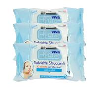 Hydra Viv Set 3CF Salviette Struccanti Umidificate 3IN1 - Pelli Sensibili, con Vitamina E, Acqua Micellare, Azione Delicata, Idrata, Dermatologicamente Testate - Made in Italy