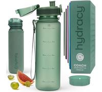Hydracy Borraccia con indicatore del tempo, 500 ml, senza BPA, a prova di perdite, non fa sudare, con infusore per frutta, ideale per fitness, sport e attività all'aperto, colore: verde chiaro di luna