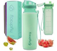 Hydracy Borraccia con indicatore del tempo, 500 ml, senza BPA, a prova di perdite, non fa sudare, con infusore per frutta, ideale per fitness, sport e attività all'aperto, colore: verde acqua