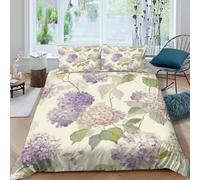 Hydrangea bloomsSet Di Copripiumino morbida 3 pezzi motivo 3D con cerniera Watercolor floral copripiumino con federa soffice ultra morbido e traspirante for bambini adulti ragazzi Double（200x200cm）