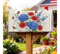 Hydrangea - Coperture magnetiche per cassette postali, motivo floreale, rustico, crisantemo, gerbera, primavera, blu, protezione per la decorazione della porta d'ingresso, 53 x 64 cm