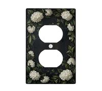 Hydrangea Duplex Outlet Covers Placca da parete, Vintage Botanical Leaves Vines Spring White Plastic Standard Size Wall Plates for Electrical Outlet for Home Living Room New Apartment Decor