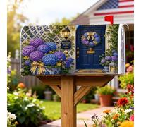 Hydrangeas - Coperture magnetiche per cassetta delle lettere, decorazione per la casa, cartello di benvenuto rustico, copertura per cassetta delle lettere blu per la casa e il giardino, 45,7 x 53,3 cm