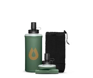 HydraPak PackFlask - Borraccia Da Imbracatura (500ml, Verde Salvia) | Mani libere, Taschino in mesh estensibile, Facile accesso, Ultraleggera, pieghevole, per Escursionismo & Zaino in spalla