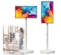 Hydravex Monitor TV Portatile con Touch Screen, Smart TV Mobile da 21,5 Pollici 1080p su Ruote, Supporta Google Store, Rotazione Completa, condivisione di più proiezioni White-4+64G