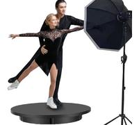 Hydravex Piattaforma Girevole Elettrica per Fotografia, Espositore Elettrico da 45-90-180 Gradi, Carico di 100 kg Display Giradischi Girevole Telecomandato per Video dal Vivo, Fotografia,Black