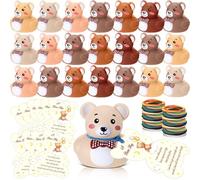 HyDren - 144 giocattoli di gomma per orso include 48 giocattoli da bagno galleggianti che squittano, 48 carte, 48 elastici, souvenir baby shower per bambini, mini anatre in gomma per