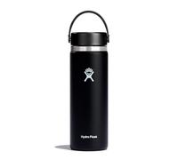 Hydro Flask - Wide Mouth - Borraccia da 591 ml (20 oz) - Acciaio inossidabile con isolamento sottovuoto e coperchio a prova di perdite e rivestimento in polvere - Wide Mouth - Black