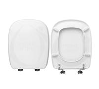 HYDRO HOME Copriwater Falerii Duetto Quadro Compatibile, Tavoletta Wc In Plastica Termoindurente Con Cerniere Regolabili,Asse Wc Colore Bianco MADE IN ITALY