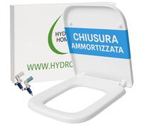 HYDRO HOME Copriwater Forma Rettangolare HH313 Compatibile con vari modelli, Plastica Termoindurente avvolgente Cerniere Regolabili fissaggio dall'alto, Bianco MADE IN ITALY (CHIUSURA AMMORTIZZATA)