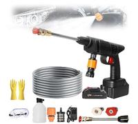 Hydro X5 Hand Held Pressure Washer, Hand Held Portable Cordless Power Washer with 16ft Detachable Hose 6-in-1 Nozzle and Batteries & Charger 3 Power Level for Car Garden Yard Floor Cleaning(12V)