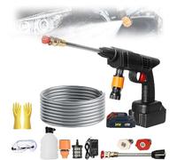 Hydro X5 Hand Held Pressure Washer, Hand Held Portable Cordless Power Washer with 16ft Detachable Hose 6-in-1 Nozzle and Batteries & Charger 3 Power Level for Car Garden Yard Floor Cleaning(24V)