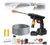 Hydro X5 Hand Held Pressure Washer, Hand Held Portable Cordless Power Washer with 16ft Detachable Hose 6-in-1 Nozzle and Batteries & Charger 3 Power Level for Car Garden Yard Floor Cleaning(48V)