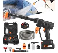Hydro X5 Hand Held Pressure Washer, Hydro X5 Power Washer, 500PSI Cordless Pressure Washer with 2 Batteries & Charger & 6-in-1 Nozzle for Car, Garden, Yard (with 1 Batteries)