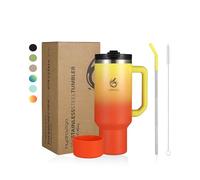 hydro2go® 1200 ml/40 oz Tazza termica, tazza da caffè to go, tazza isolante con manico e cannuccia, tazza da viaggio e per auto, bicchiere termico per bevande calde e fredde (Sunset, 1200 ml)