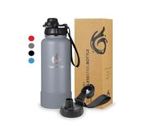 hydro2go Bottiglia in acciaio inox con tappo sportivo - Senza BPA, a prova di fuoriuscita, bottiglia termica per sport, mantiene le bevande fredde 24 h o calde 12 h (Quicksilver, 950 ml)