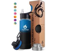 hydro2go Bottiglia in Acciaio Inox - Bottiglia Termica Senza BPA per Bambini, Scuola, Sport & Outdoor - Mantiene le Bevande Calde Fino a 12H e Fredde Fino a 24H - Include 3 Tappi - 530ml (Space)