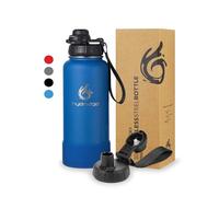 hydro2go Bottiglia in acciaio inox con tappo sportivo - Senza BPA, a prova di fuoriuscita, bottiglia termica per sport, mantiene le bevande fredde 24 h o calde 12 h (Blu, 950 ml)