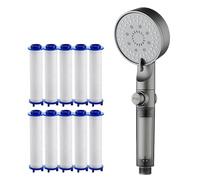 Hydroboosts High Pressure 5 modalità filtrata Shower Head,Handheld Removable Filter Shower Head with and Built-In Water Control Switch, Instant Install (testa grigia+10 filtri)