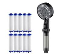 Hydroboosts High Pressure Filtro Shower Head,Handheld Removable Filter Shower Head with and Built-In Water Control Switch, Instant Instant Install (testa punti neri + 10 filtri)