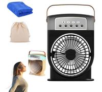 HydroChill Cooler, HydroChill Fan, Mini Fan with Water Mist Spray with Tank & LED Nightlight, 3 Wind Speed and Humidity Settings, Timer Function, Desk Cooler for Home Travel Office (Black)