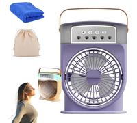HydroChill Cooler, HydroChill Fan, Mini Fan with Water Mist Spray with Tank & LED Nightlight, 3 Wind Speed and Humidity Settings, Timer Function, Desk Cooler for Home Travel Office (Purple)