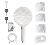 Hydroease Air-Boost 5.9" High-Pressure Handheld Shower Head with 4 Spray Modes, Pressure-Boosting Handheld Showerhead, Easy Tool-Free Installation, Self-Cleaning Silicone Nozzles (White)