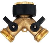 Hydrogarden 2 Via Y Distributore,Connettore Tubo Valvole Y Utile all'Aperto, 3/4" Pollici, Ottone, con rubinetti di Arresto