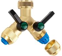 Hydrogarden Distributore d'Acqua a 2 Vie da 3/4 di Pollice con 2 ugelli da 1/2" per raccordi per Tubi Flessibili Sistema a innesto, Collegamento per Tubo Flessibile