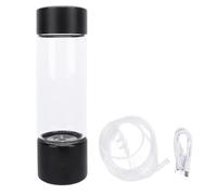 Hydrogen Water Bottle Generator Glass 460ml Macchina ionizzatore portatile da 460 ml 3 minuti fino a 1400ppb per fitness Home Travel Black