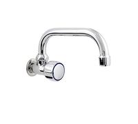 Hydroland Valvola Dell'acqua 3/4" a Forma di U Beccuccio Girevole Fredda a Parete una Rubinetto della Cucina per Lavello con una Maniglia Argento