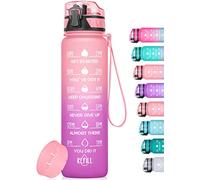 HydroPal Borraccia 1 Litro, Borraccia Bambina con Palestra Motivazionale, 1l Borraccia Personalizzata con Orari per Bere, senza BPA, Borracce a Prova Di Perdite per Palestra (Arancione e rosa)