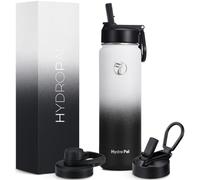 HydroPal Borraccia in Acciaio Inossidabile - 750 ml, 1 L, 1.2 L Senza BPA, Isolato con Cannuccia e 2 Coperchi, Borraccia Termica, Bottiglia Isolata per Sport (Bianco e nero, 750ml)