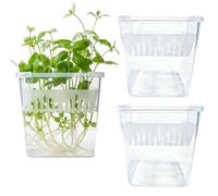 Hydroponic Baskets Clear Propagation Vases | 3 Pack Clear Gardening Vases, 4 Inch Nursery Pots With Drainage Holes For Hydroponic Growing, Garden, Balcony, Window, Kitchen, Bedroom
