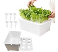 Hydroponics Growing System, 6-Holes Hydroponic Box Kit, Soilless Cultivation Tray for Vegetables, Flowers, Fruits, Indoor and Outdoor Garden, Greenhouse, Balcony, Windowsill, Backyard, and Farm Use