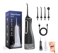 Hydropulse Pro - Portable Water Flosser with 4 Modes & 4 Tips, 1,800 Water Bursts/Min, 320ml Large Tank, 360° Rotating Nozzle, Ipx7 Waterproof for Adults Teeth Cleaning Home, Travel (Black)