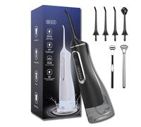 Hydropulse Pro - Portable Water Flosser with 4 Modes & 4 Tips,1800 Water Bursts/Min,320ml Large Tank,360° Rotating Nozzle,Ipx7 Waterproof,for Teeth Cleaning,Braces or Implants (Black)