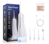 Hydropulse Pro - Portable Water Flosser, with 4 Modes & 4 Tips, High-Performance Cleaning with 360° Nozzle, Cordless Portable, 320ml Larger Tank for Home & Travel Use (White)