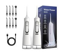 Hydropulse Pro Portable Water Flosser, With 4 Modes & 4 Tips, Water Flosser Portable, Ipx7 Waterproof Portables Cordless Oral Irrigator, Cordless Portable, 320ml Larger Tank (2pcs,White)