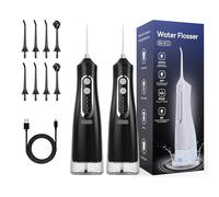 Hydropulse Pro Portable Water Flosser, With 4 Modes & 4 Tips, Water Flosser Portable, Ipx7 Waterproof Portables Cordless Oral Irrigator, Cordless Portable, 320ml Larger Tank (2pcs,Black)