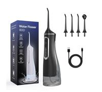 Hydropulse Pro Portable Water Flosser with 4 Modes & 8 Tips,300ML Portable Oral Irrigator for Teeth, Rechargeable Irrigation Cleaner, IPX7 Waterproof Flossing Cleaning Picks (Black)