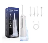 Hydropulse Pro Portable Water Flosser with 4 Modes & 8 Tips,300ML Portable Oral Irrigator for Teeth, Rechargeable Irrigation Cleaner, IPX7 Waterproof Flossing Cleaning Picks (White)