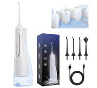 Hydropulse Pro - Portable Water Flosser with 4 Modes & 8 Tips, 320ml Cordless Oral Irrigator, Ipx7 Waterproof Rechargeable Dental Flosser Picks, 360° Rotating Nozzle for Teeth Cleaning(bianca)