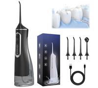 Hydropulse Pro - Portable Water Flosser with 4 Modes & 8 Tips, 320ml Cordless Oral Irrigator, Ipx7 Waterproof Rechargeable Dental Flosser Picks, 360° Rotating Nozzle for Teeth Cleaning(Nero)