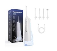 HydroPulse Pro - Portable Water Flosser with 4 Modes & 8 Tips, Large 320 ml Tank, 360° Rotating Nozzle, USB-C Rechargeable, for Travel & Deep Cleaning (White)