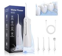 Hydropulse Pro - Portable Waterflosser | Oral Irrigator Portable | 4 Modes | 320ml Tank | USB Rechargeable | Ipx7 Waterproof | with 4 Jet Tips | for Teeth Cleaning, Braces, and Implants (White)