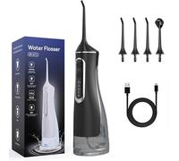 Hydropulses Pro - Portable WaterFlosser, Adjustable Modes Normal, Soft, Pulse, and DIY, Ipx7 Waterproof with 8 Tips, 360° Rotating Nozzle for Teeth Cleaning, Braces, and Implants (Black)