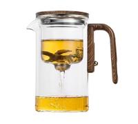 HYDZSWZX Teiera magica Enchantipot, con colino e infusore, teiera in vetro con separazione dell'acqua Kianstier Witchcraft Pot con manico in legno(24.4oz/720ml)